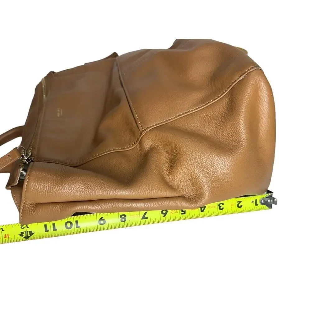 Mina Baie Harper Backpack Diaper Bag Brown Cognac Leather $319 MSRP